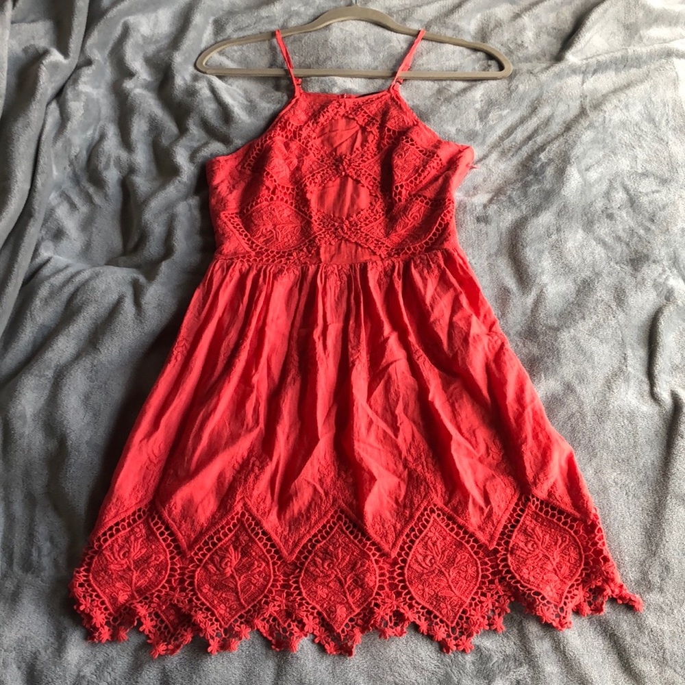 Size S coral pink lacey sundress